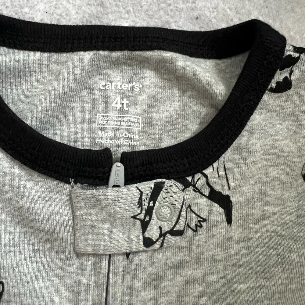 Carter's Gray One Piece with Black Details Zip Footie Pajamas 4T​